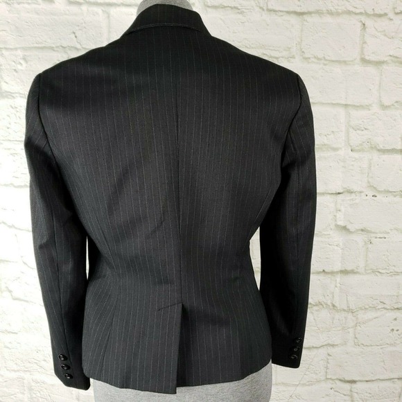 Evan-Picone Blazer Size 6P Charcoal & Teal Stripe - Picture 2 of 11